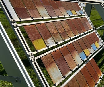 rusting sample panels during outdoor corrosion testing